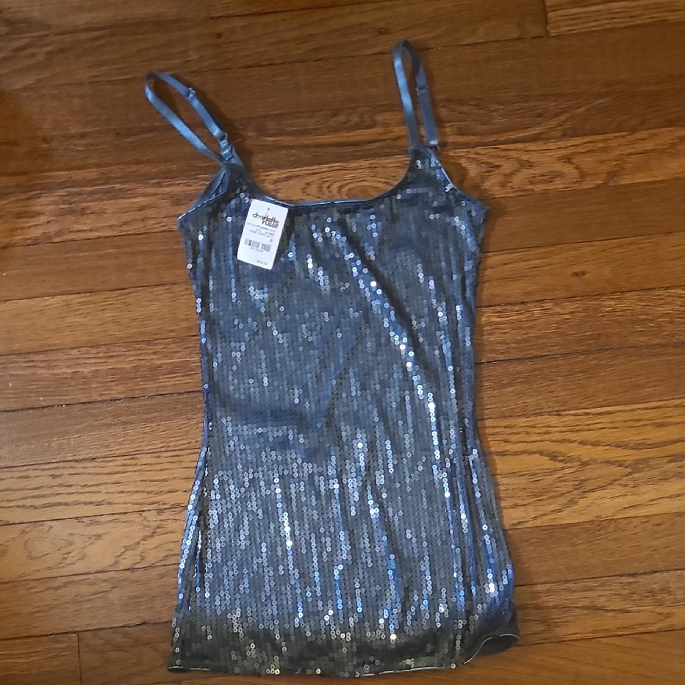 Charlotte Russe Sparkling Blue Sequin Camisole